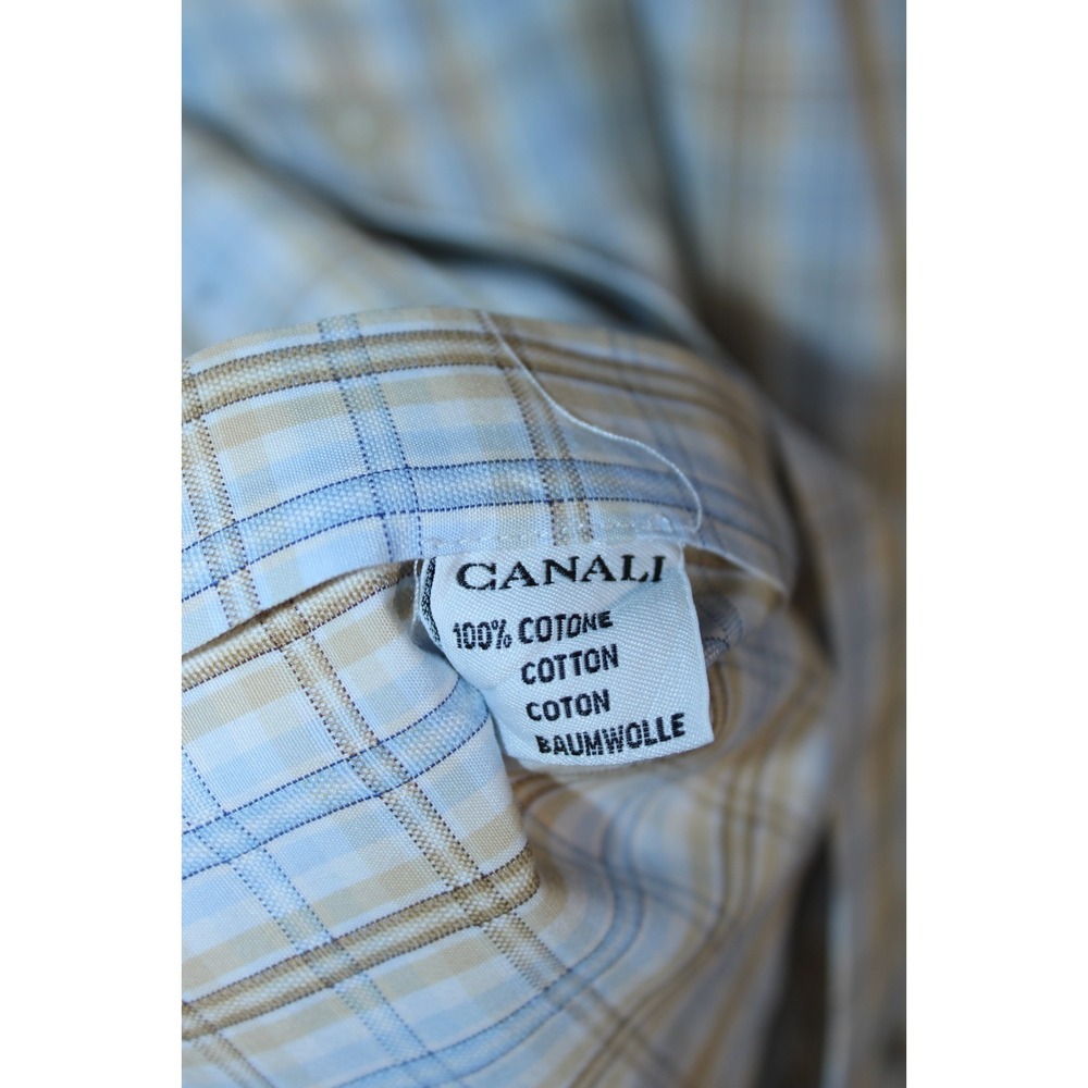 Canali Men's XL Multicolor Plaid Long Sleeve Dress Shirt - Picture 7 of 13